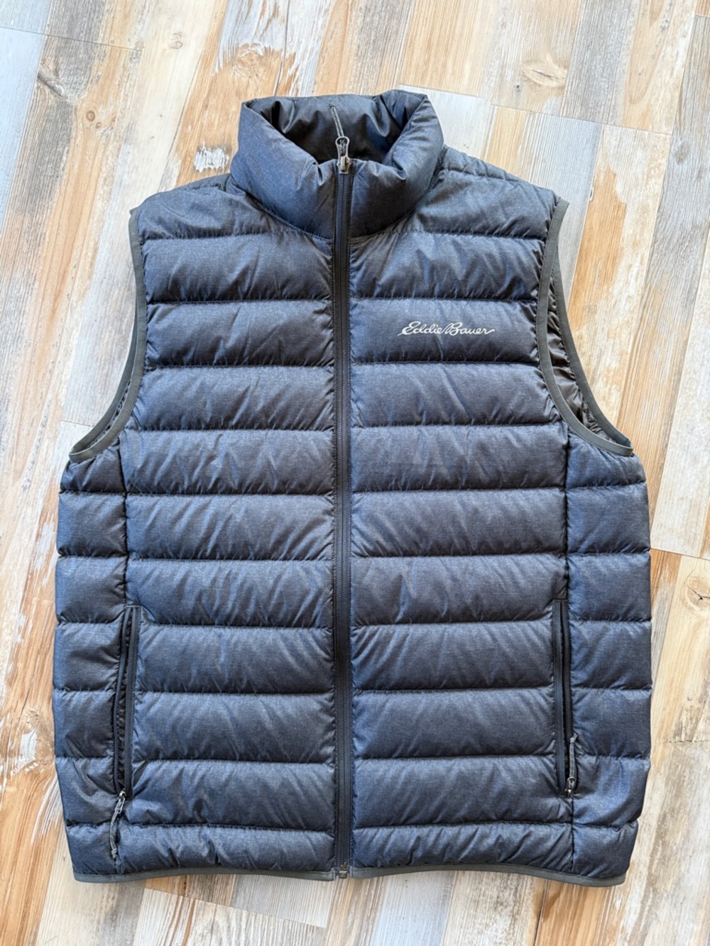 Eddie Bauer Men's Quilted Down Vest - Dark Blue/Gray
